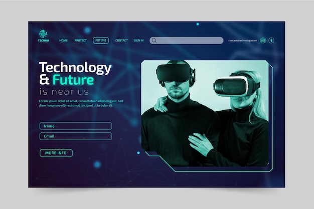 Technology and future landing page template