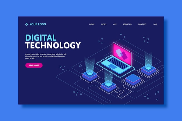 Technology isometric landing page template