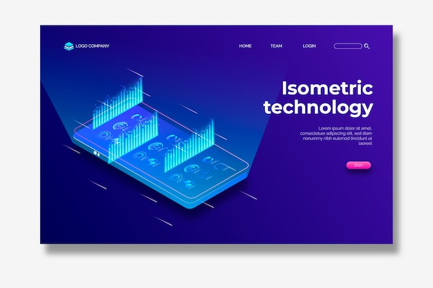 Free Vector technology isometric landing page