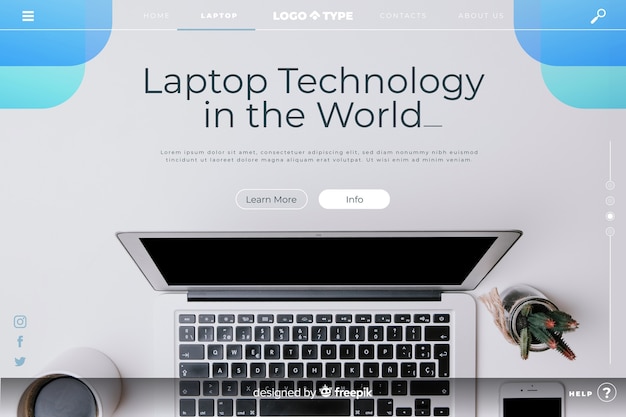 Free Vector technology landing page template with photo