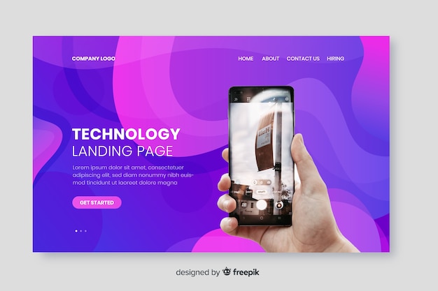 Technology landing page with photo