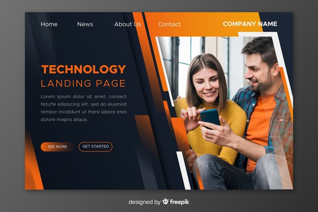 Technology landing page with photo