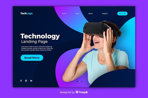 Technology landing page with photo