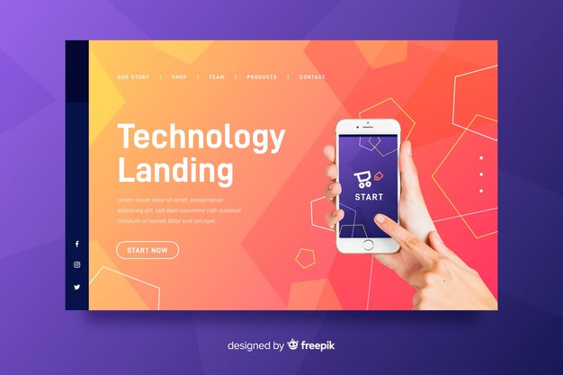 Technology landing page with photo