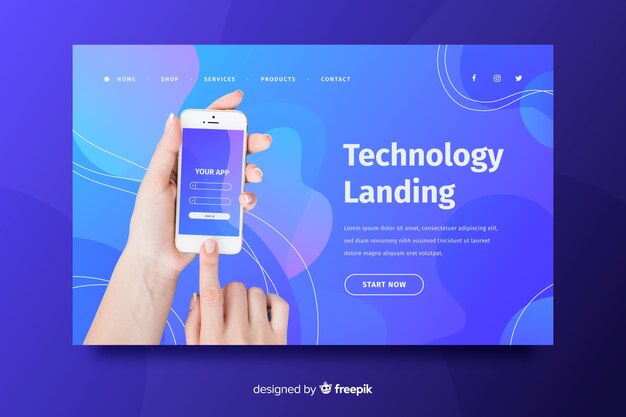 Technology landing page with photo