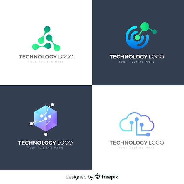 Free vector technology logo collection gradient style