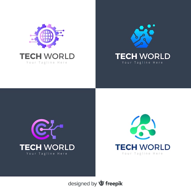 Free vector technology logo collection gradient style