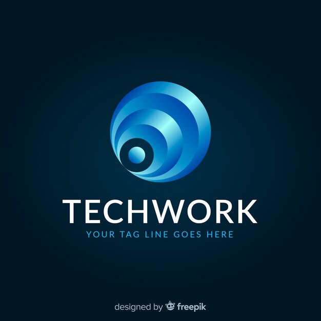 Technology logo template with abstract shapes