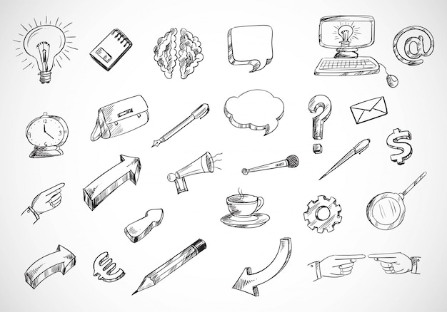 Free Vector technology sketch icon set doodle