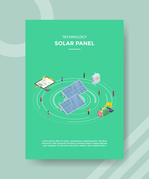 Technology solar panel peolpe standing around money chart