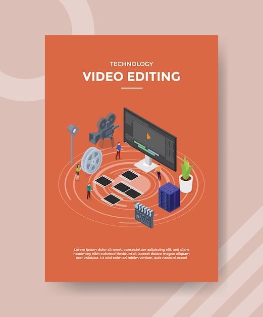 Technology video editing flyer template