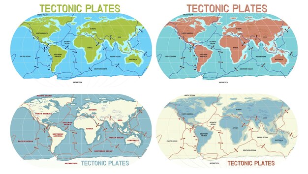 Tectonic plates world map collection