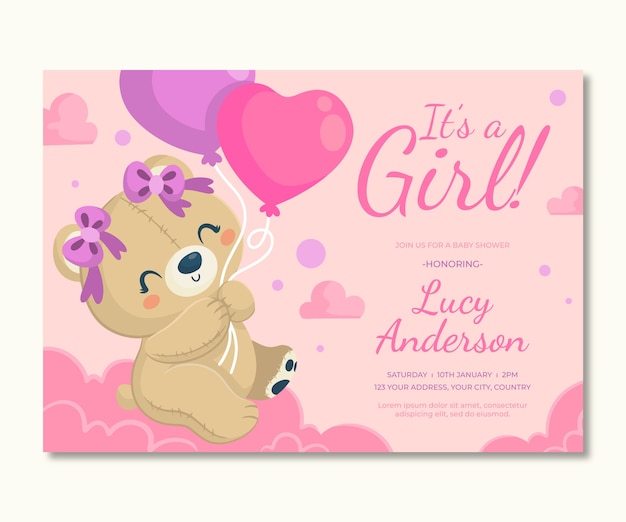 Teddy bear baby shower invitation template