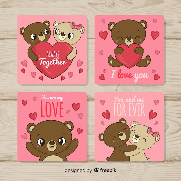 Teddy bear couple valentine card collection