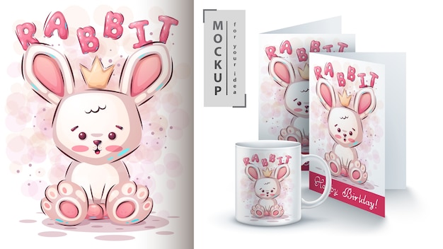 Free Vector teddy rabbit poster and merchandising