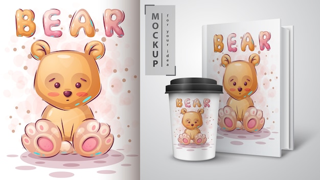 Teddy yellow bear poster and merchandising