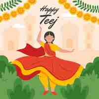 Free vector teej festival celebration illustration