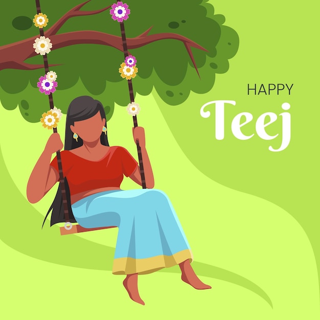 Free vector teej festival celebration illustration