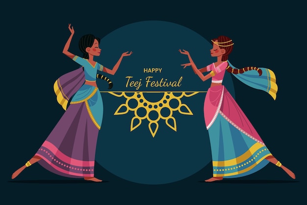 Free vector teej festival illustration