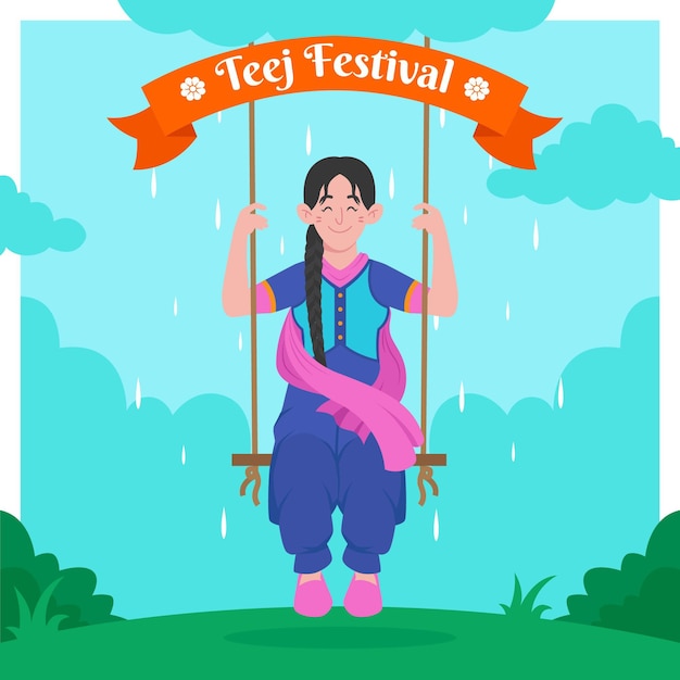 Free Vector teej festival illustration