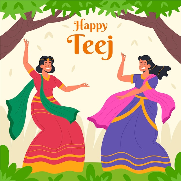 Free Vector teej festival illustration