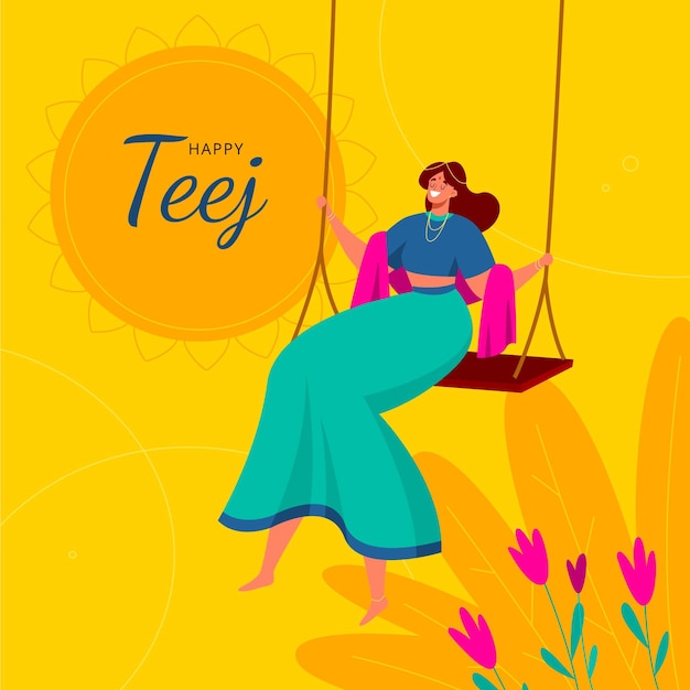 Free Vector teej festival illustration