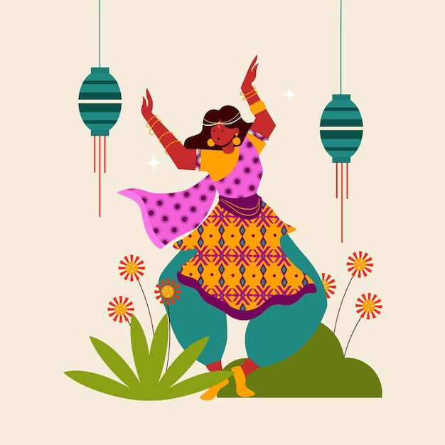 Free Vector teej festival illustration