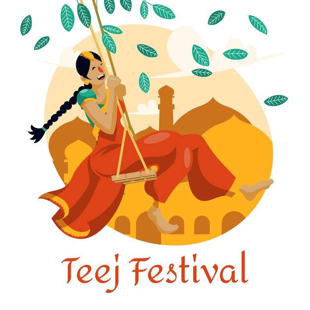 Teej festival illustration