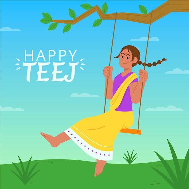 Free Vector teej festival illustration