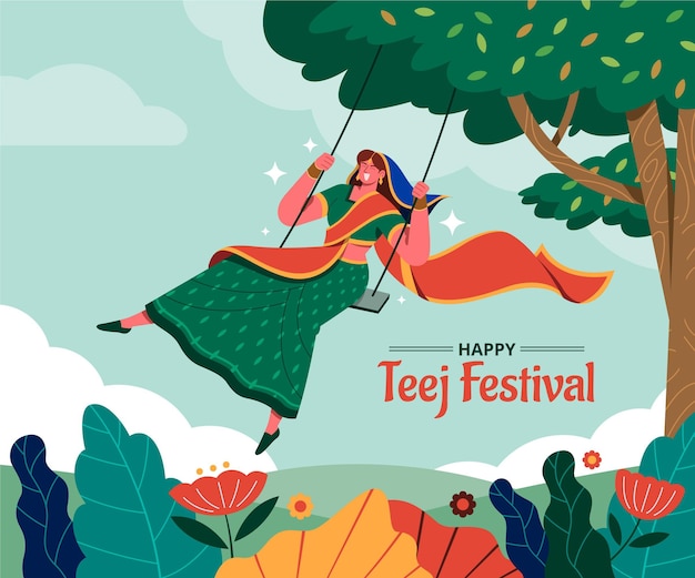 Teej festival illustration