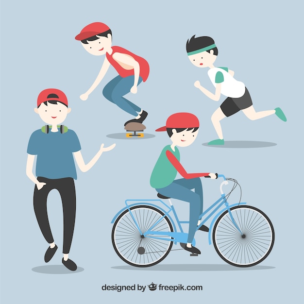 Free Vector teen doing sport illustration