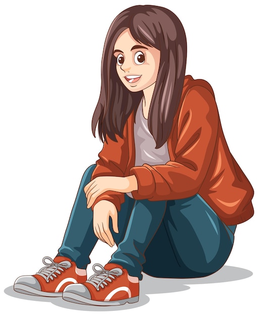 Free Vector teen woman sitting on the floor