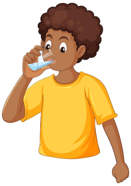 Free Vector teenage boy drinking water