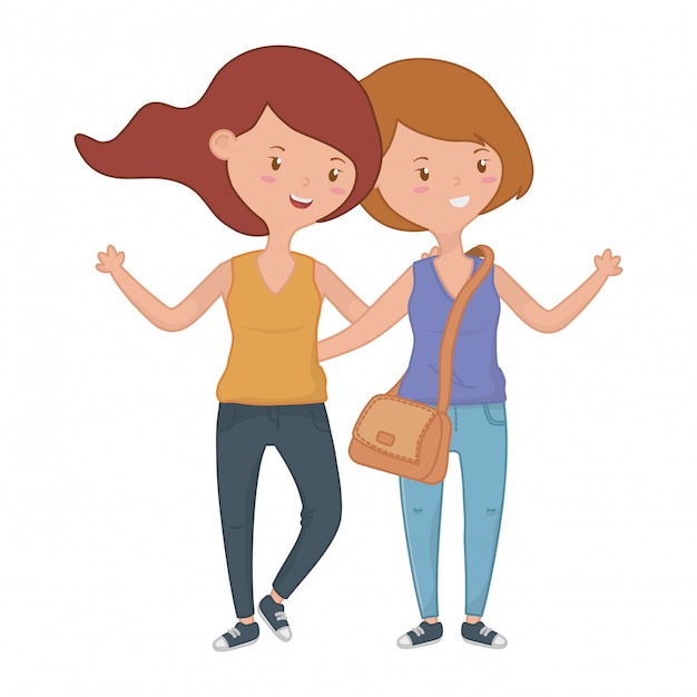 Free Vector teenage girls friends 