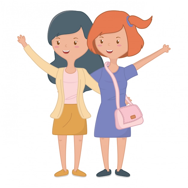 Free Vector teenage girls friends 