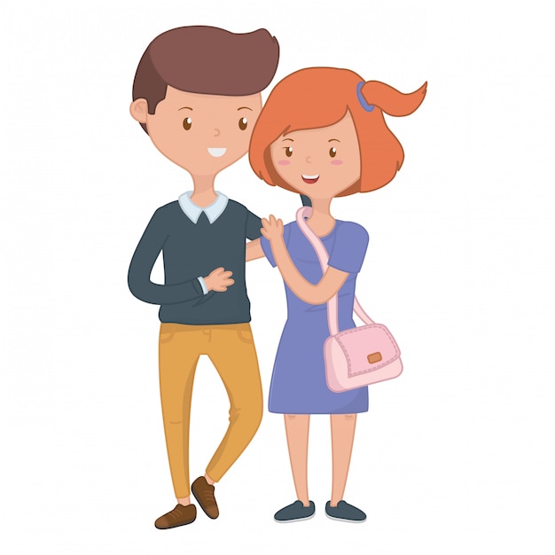 Teenager boy and girl cartoon 