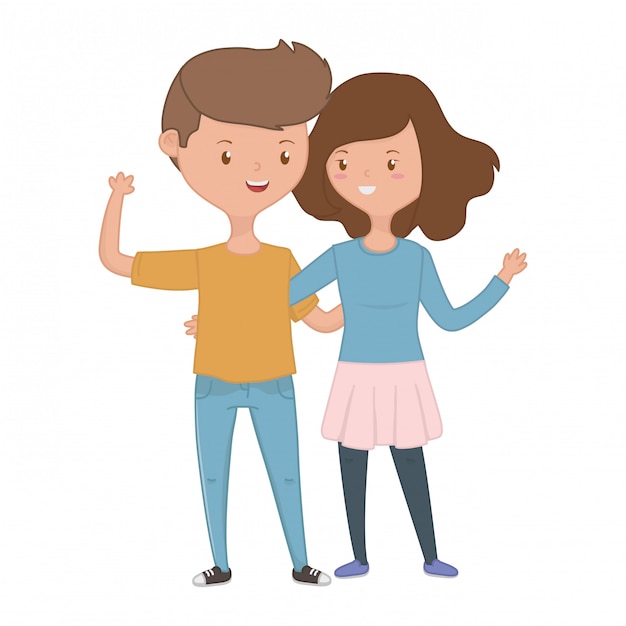 Teenager boy and girl cartoon 