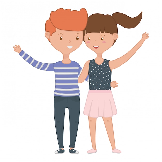 Free vector teenager boy and girl cartoon