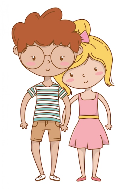 Teenager boy and girl of cartoon 