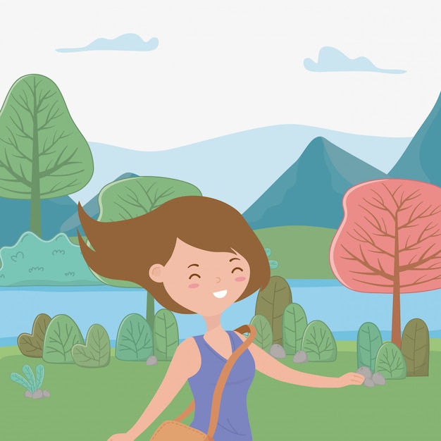 Free Vector teenager girl cartoon 