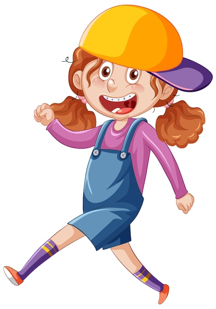 Free Vector teenager girl walking cartoon character on white background