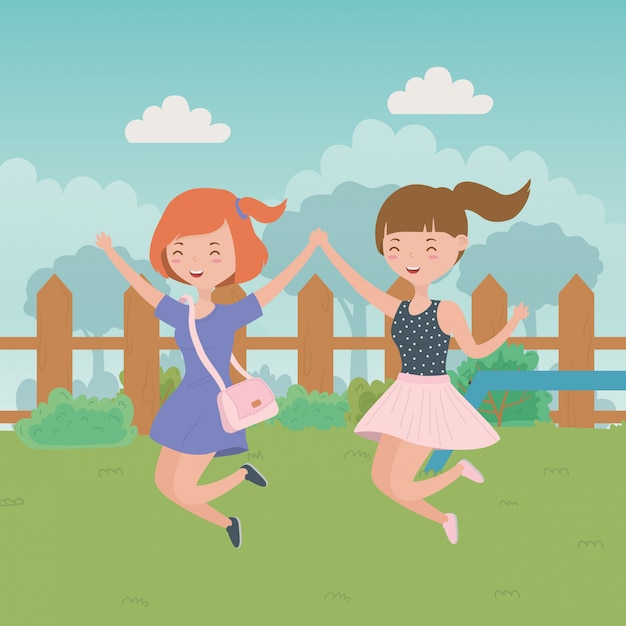 Free Vector teenager girls cartoons 