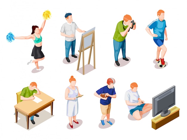 Free Vector teenager hobbies characters collection