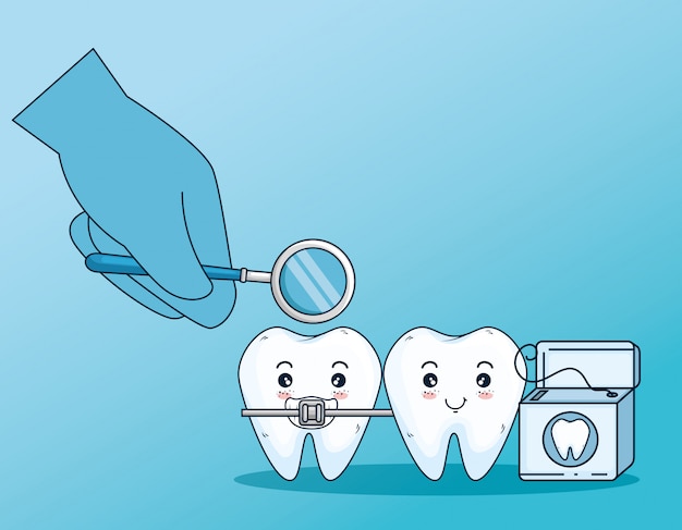 Teeth care with orthodontic and dental floss