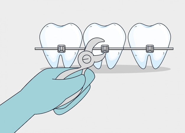 Free vector teeth healthcare treatment with dental extractor