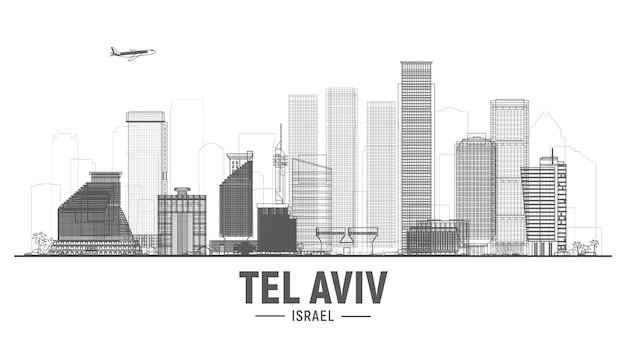 Tel Aviv Israel line city silhouette skyline on white background Vector Illustration Business travel and tourism concept with modern buildings Image for presentation banner website