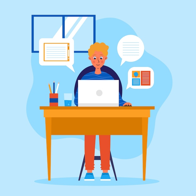 Free Vector telecommuting concept illustration