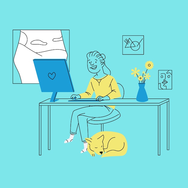 Telecommuting concept illustration