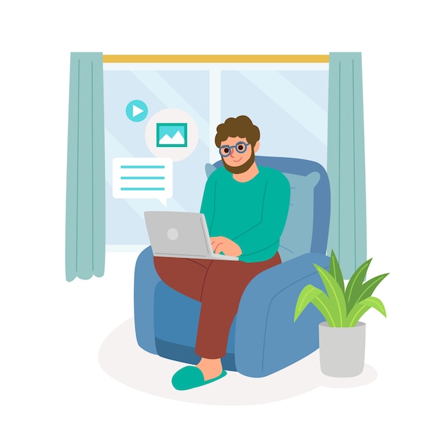 Free Vector telecommuting illustration