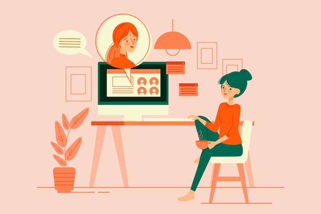 Free Vector telecommuting illustration